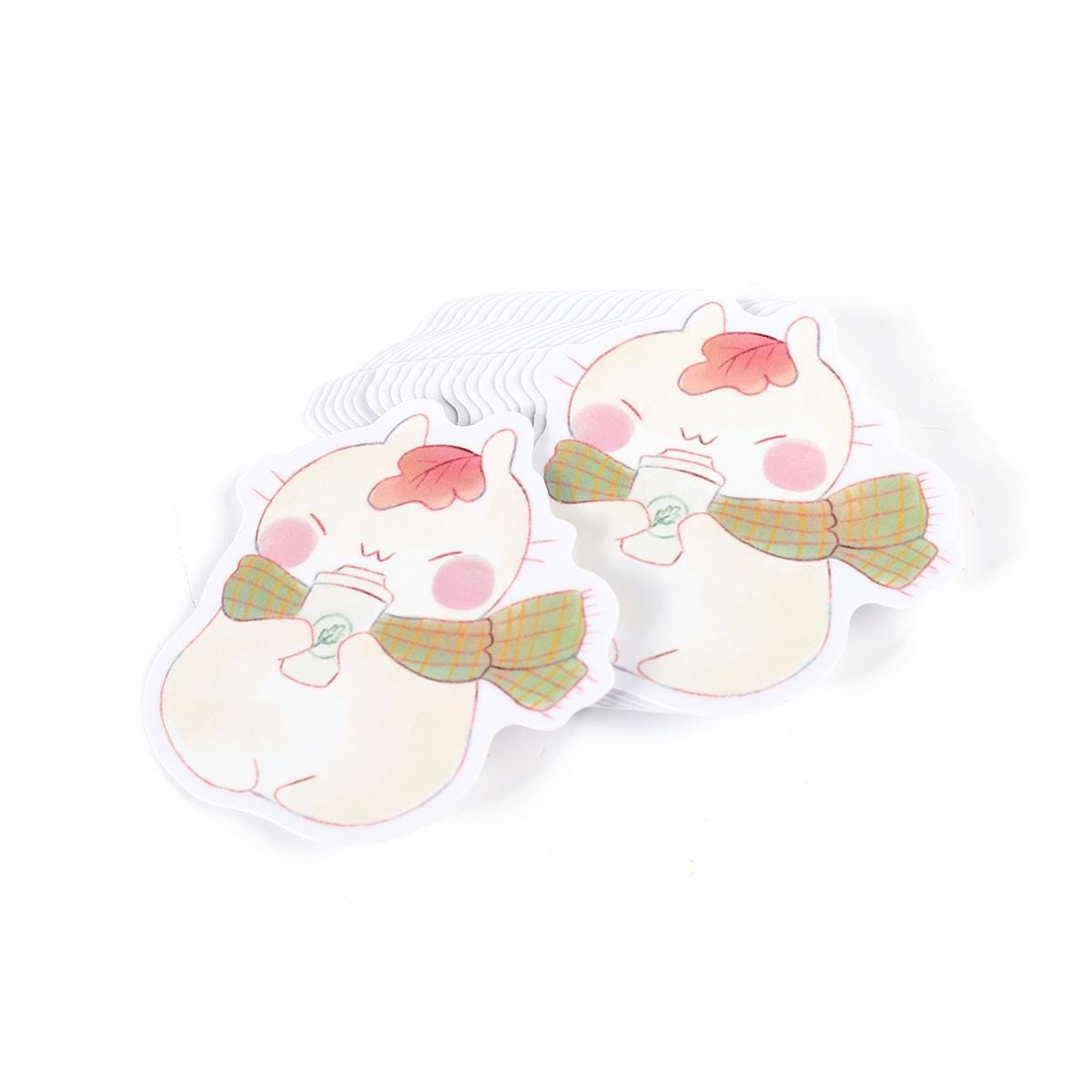 Cute Pumpkin Spice Latte Cat Vynil Sticker