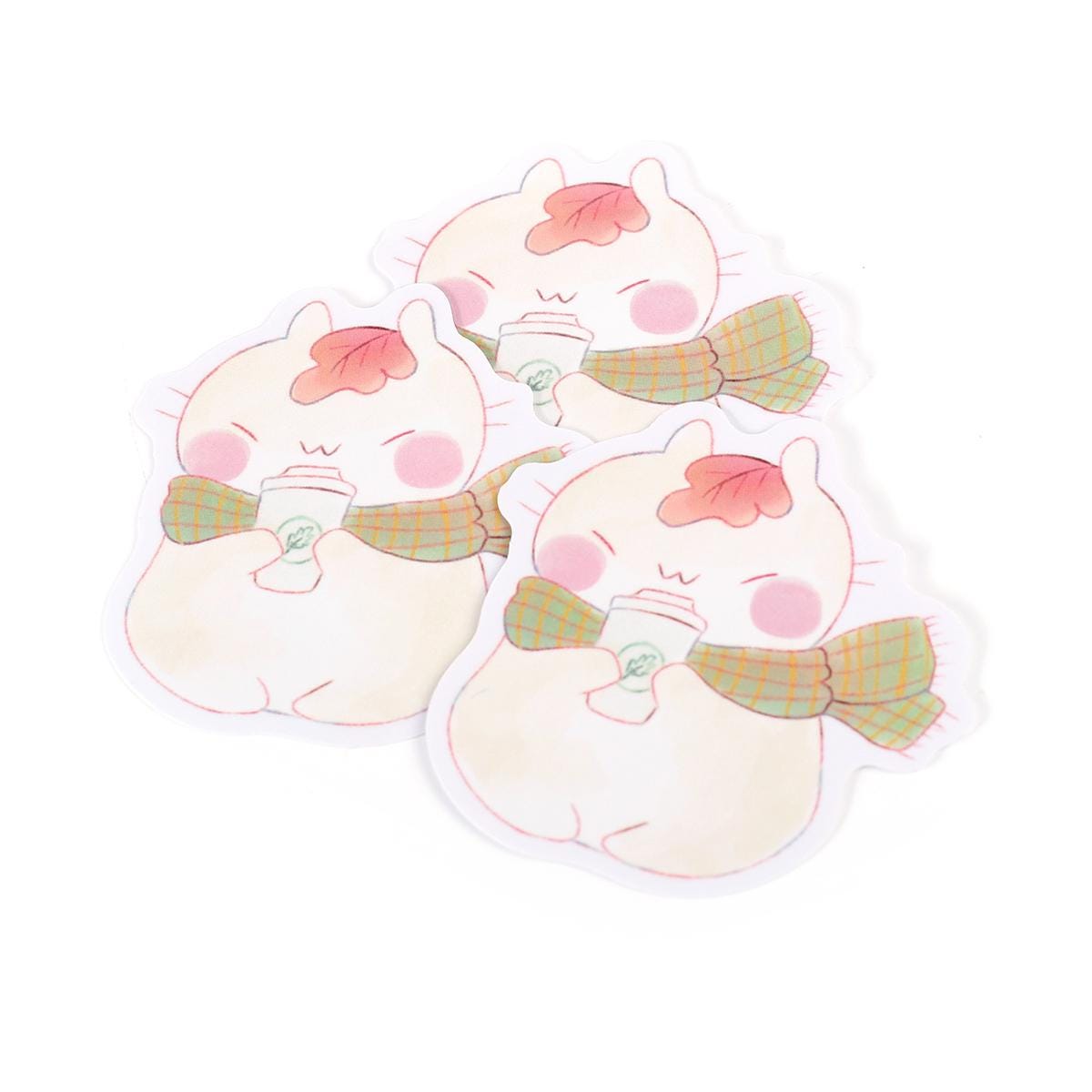 Cute Pumpkin Spice Latte Cat Vynil Sticker