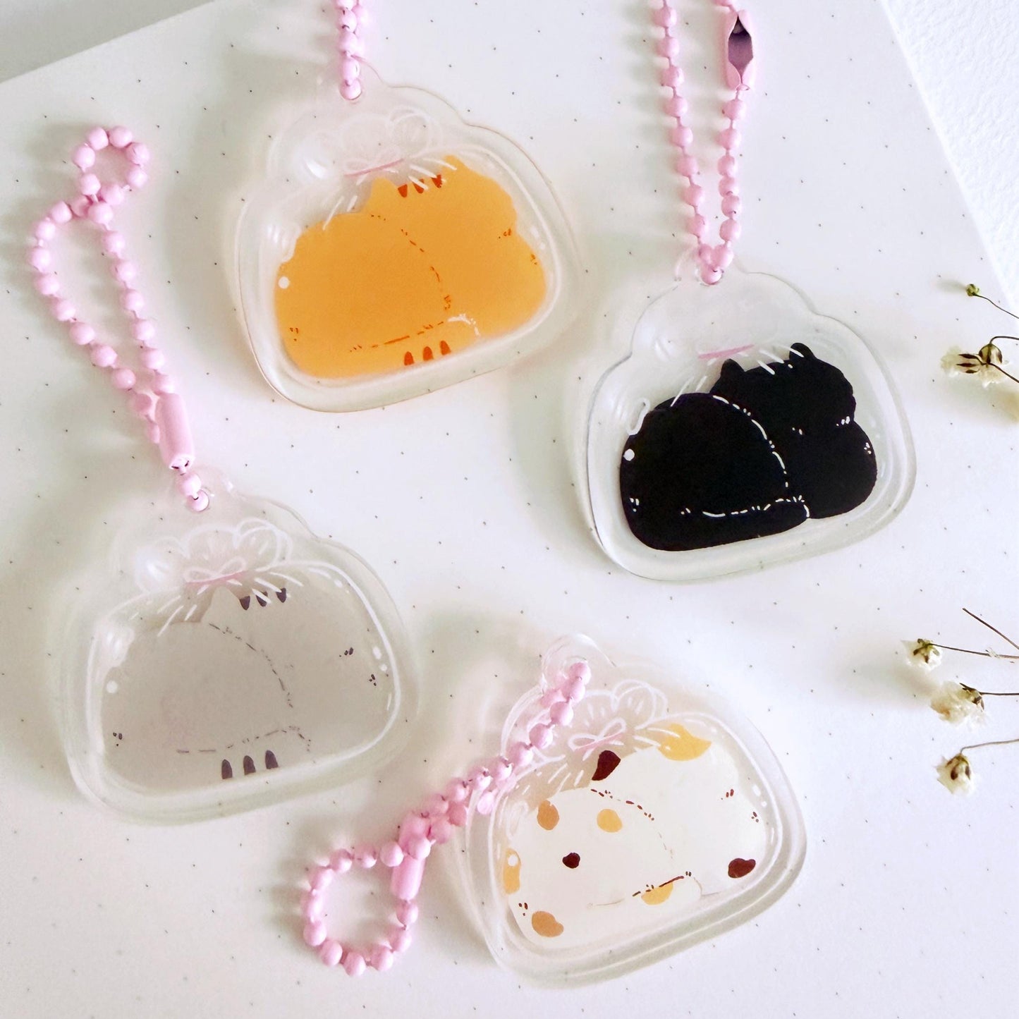Cute Kawaii Double Side Cat Loaf Acrylic Keychain