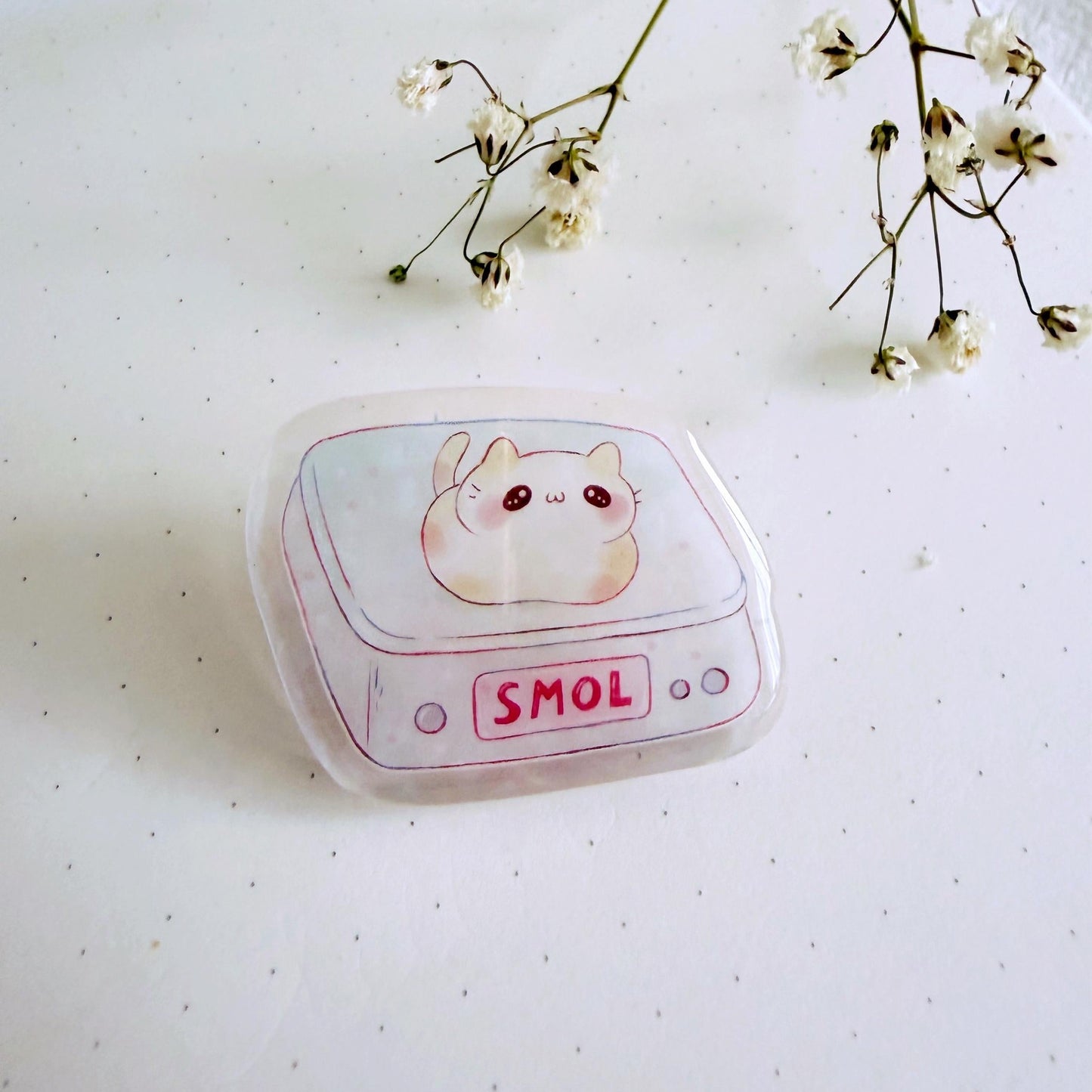 Kawaii Cute Smol Cat Epoxy Holographic Acrylic Pin Badge