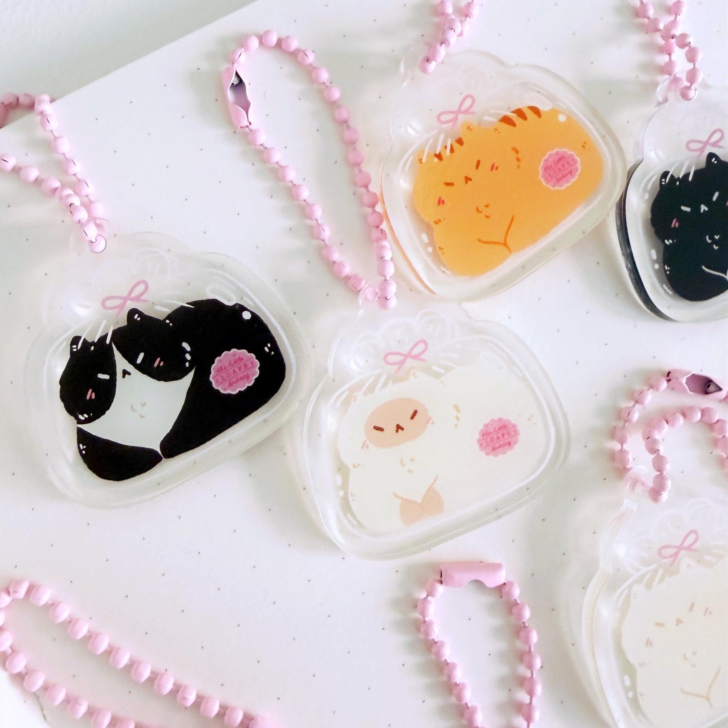 Cute Kawaii Double Side Cat Loaf Acrylic Keychain