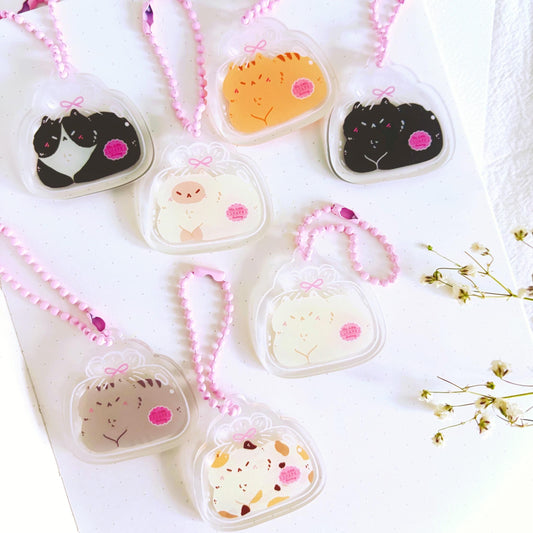 Cute Kawaii Double Side Cat Loaf Acrylic Keychain