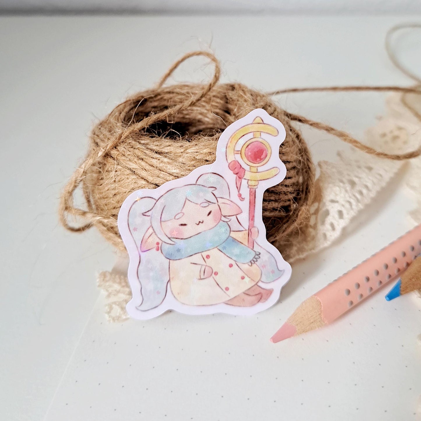 Chibi Frieren Holographic Vinyl Stickers (single or bundle)