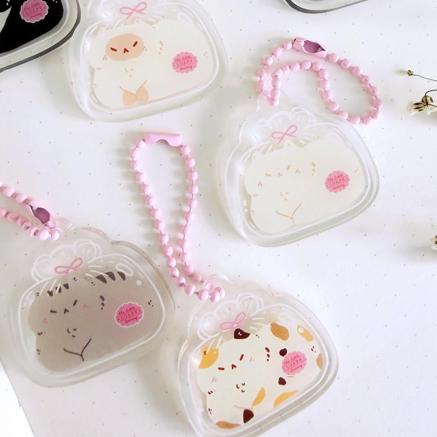 Cute Kawaii Double Side Cat Loaf Acrylic Keychain