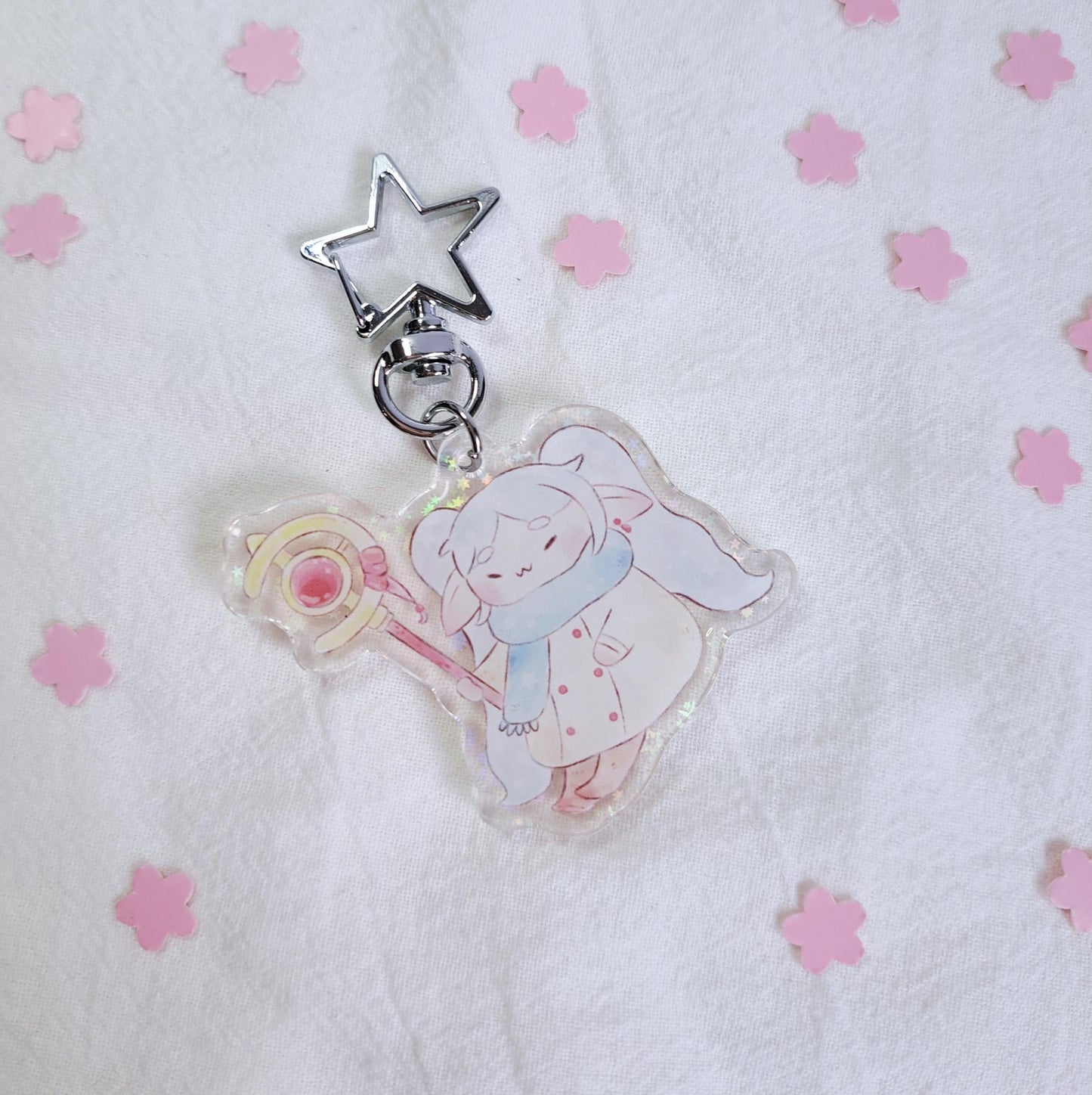Chibi Frieren Fanart Epoxy Holographic Anime Acrylic Keychain