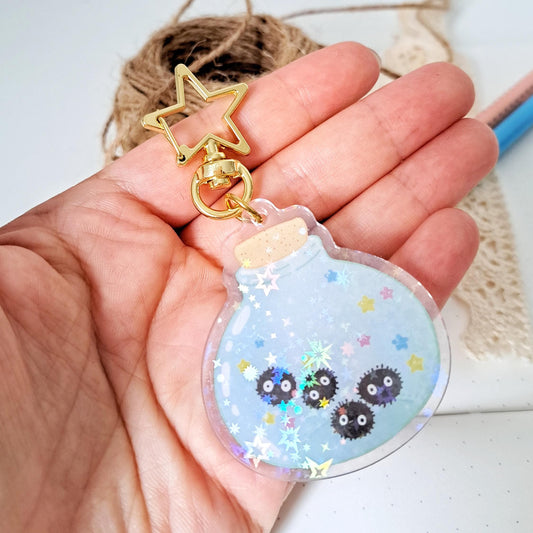 Soot Sprites Studio Ghibli Fanart Glitter Keychain