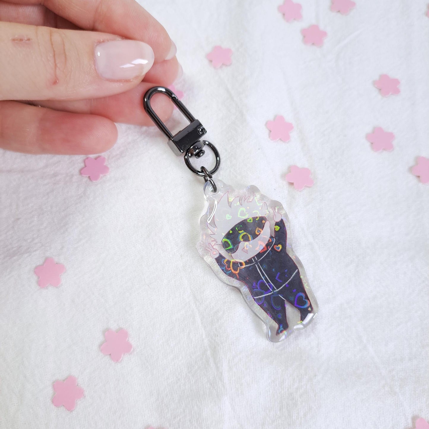 Satoru Gojo Jujutsu Kaisen Fanart Epoxy Holographic Acrylic Keychain