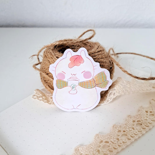 Cute Pumpkin Spice Latte Cat Vynil Sticker