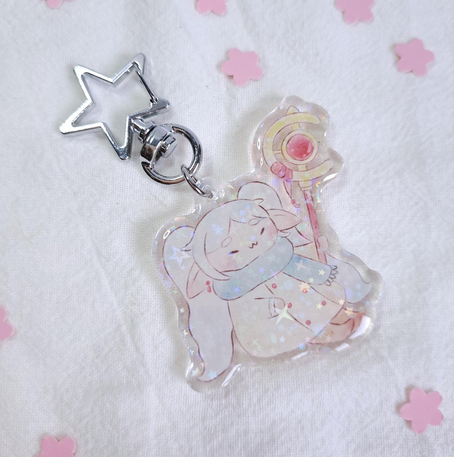 Chibi Frieren Fanart Epoxy Holographic Anime Acrylic Keychain