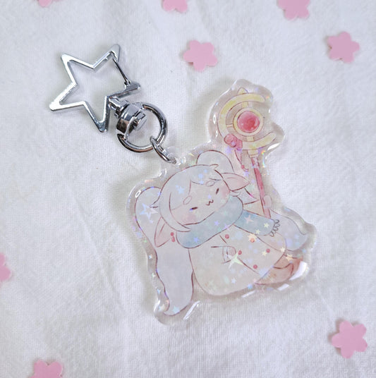 Chibi Frieren Fanart Epoxy Holographic Anime Acrylic Keychain