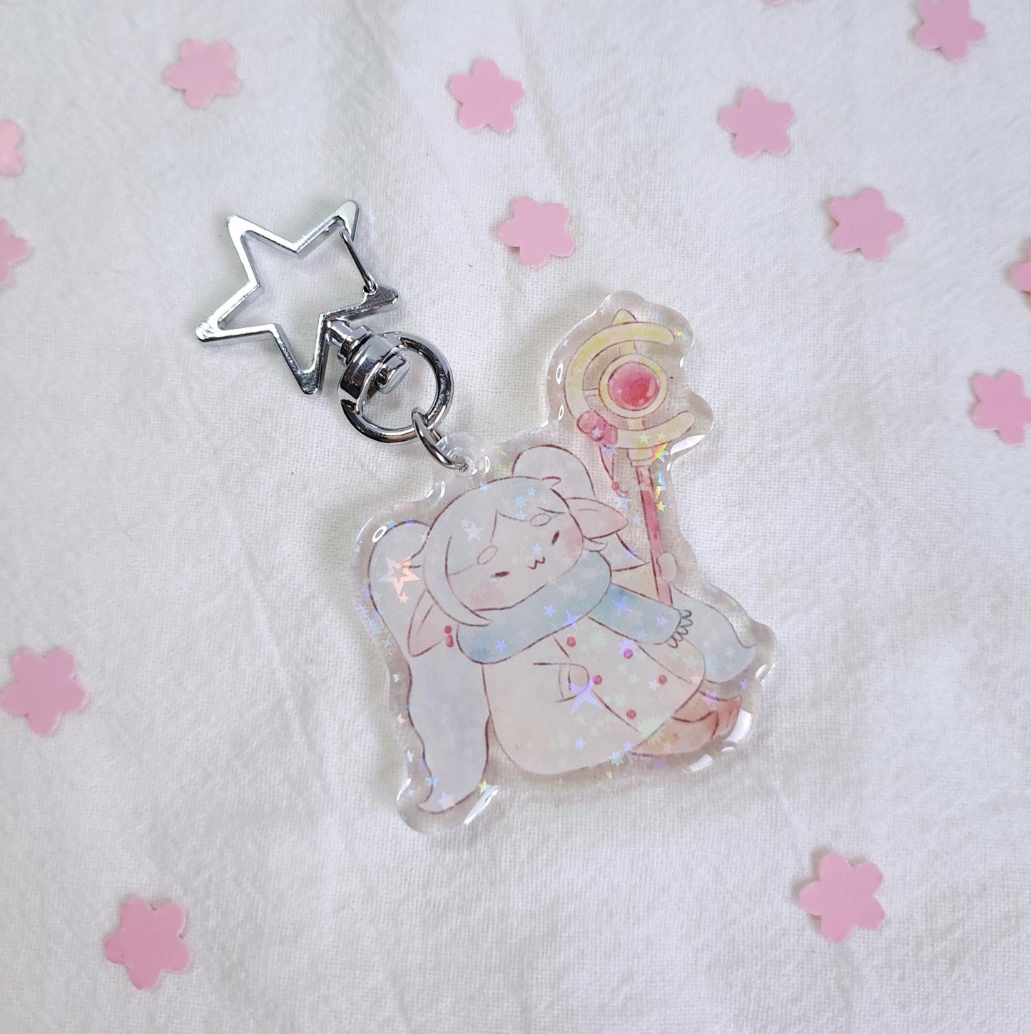 Chibi Frieren Fanart Epoxy Holographic Anime Acrylic Keychain