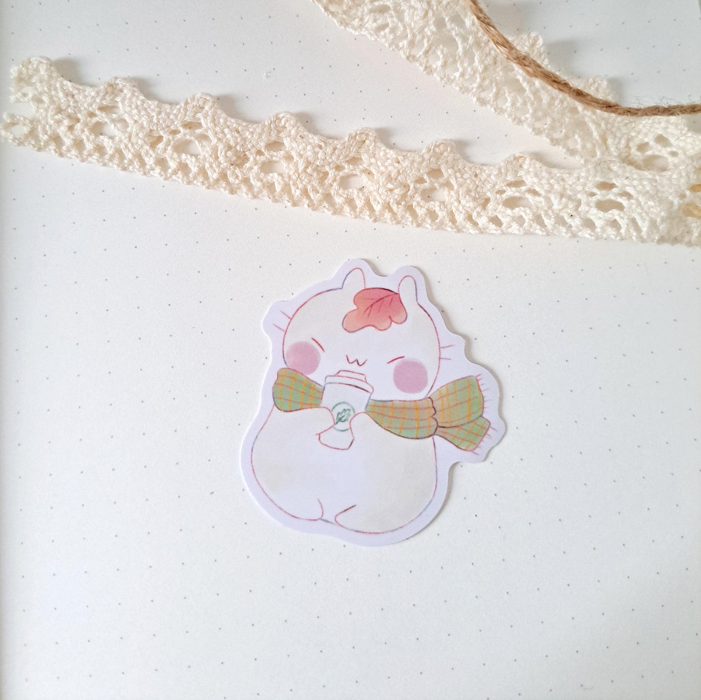 Cute Pumpkin Spice Latte Cat Vynil Sticker
