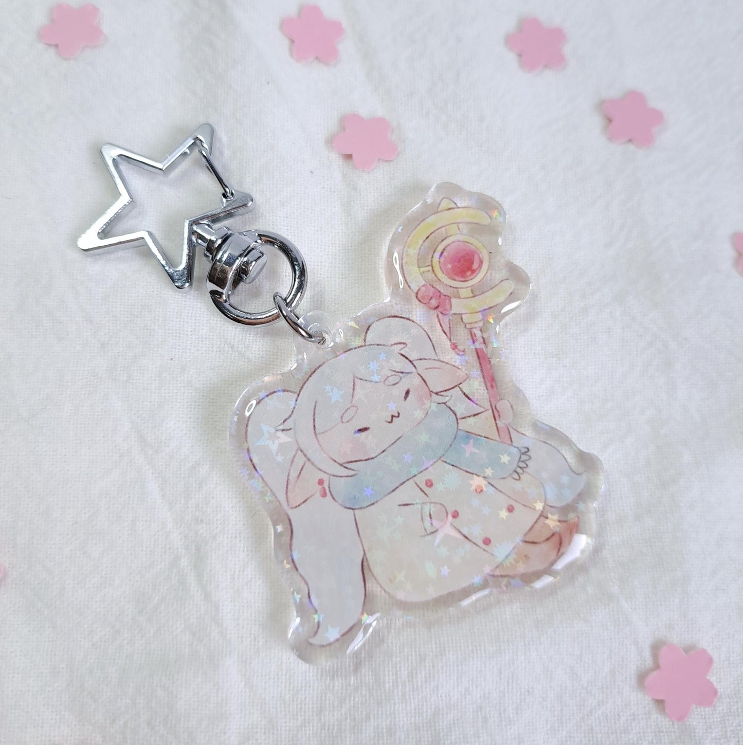 Chibi Frieren Fanart Epoxy Holographic Anime Acrylic Keychain